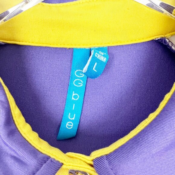 GG Blue Top Womens L Purple Blue White Yellow Colorblock Golf Tennis Pickle Ball - Picture 5 of 13